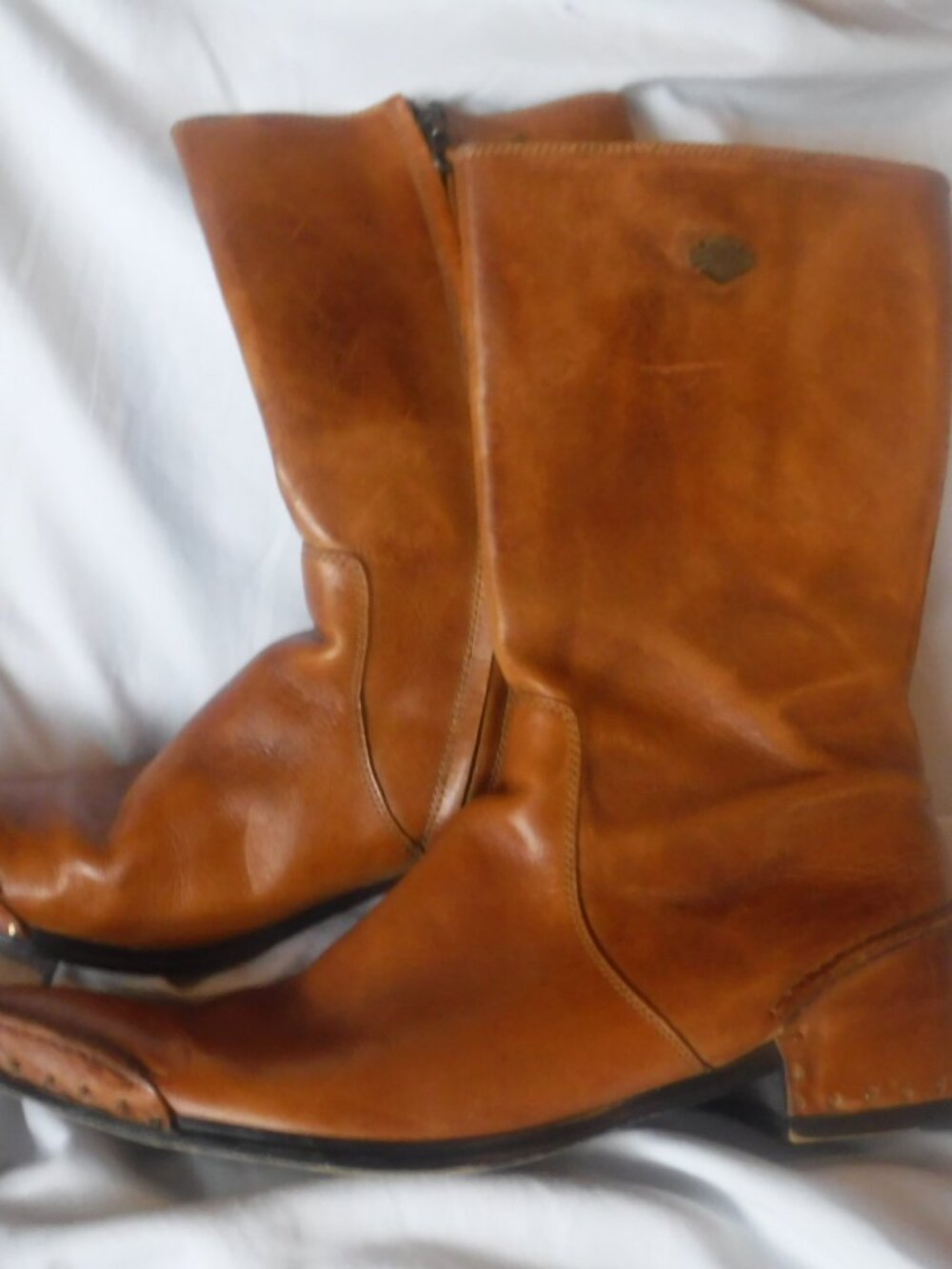 Harley Davidson pointed toe Brown Leather Step Into A Legend Boots Women Sz9 1/2